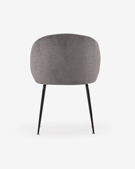 Silla Minna de chenilla gris y patas de acero acabado negro