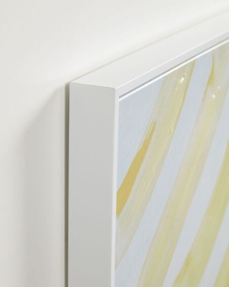 Cuadro Lien con líneas amarillo y blanco 50 x 70 cm