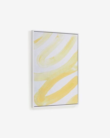 Cuadro Lien con líneas amarillo y blanco 50 x 70 cm