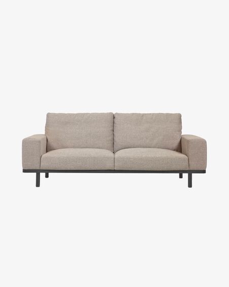 Sofá Noa 3 plazas beige con patas acabado oscuro 230 cm