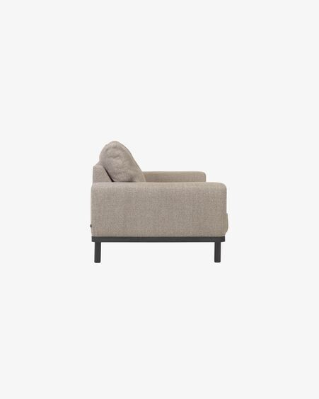 Sofá Noa 3 plazas beige con patas acabado oscuro 230 cm