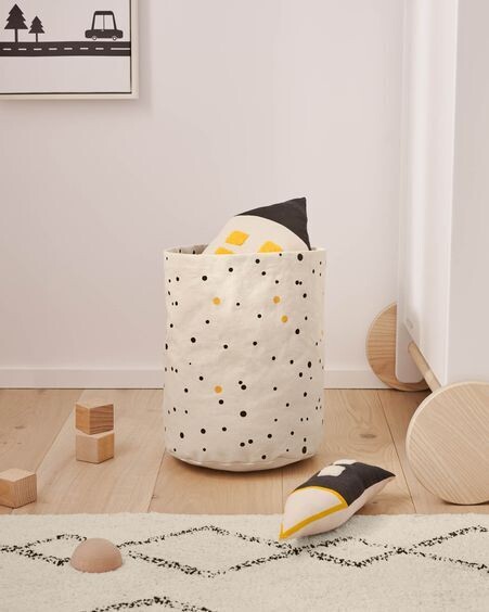 Cojín casa Nisi 100% algodón orgánico (GOTS) negro y beige 35 x 13 cm