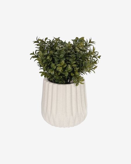 Planta artificial Milan Leaves con maceta de cerámica blanco 23,5 cm
