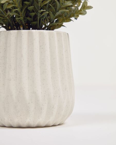 Planta artificial Milan Leaves con maceta de cerámica blanco 23,5 cm