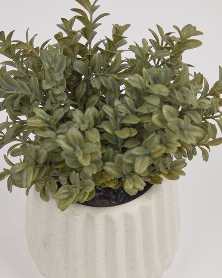 Planta artificial Milan Leaves con maceta de cerámica blanco 23,5 cm