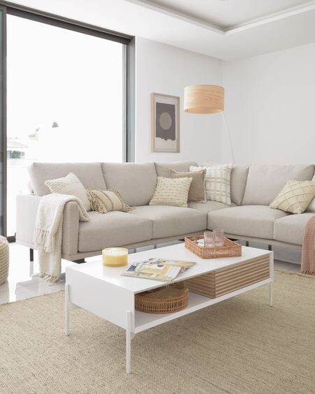 Sofá rinconero Galene 4 plazas beige 267 x 267 cm
