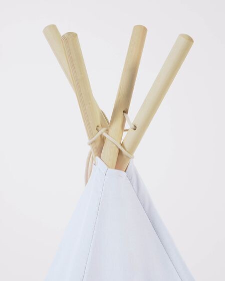 Tipi Darlyn 100% algodón azul y patas de madera maciza de pino