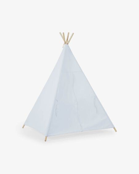 Tipi Darlyn 100% algodón azul y patas de madera maciza de pino