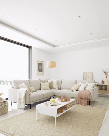 Sofá rinconero Galene 4 plazas beige 267 x 267 cm