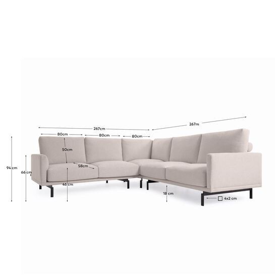 Sofá rinconero Galene 4 plazas beige 267 x 267 cm