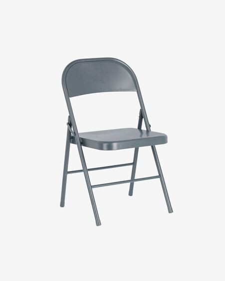 Silla plegable Aidana de metal gris oscuro
