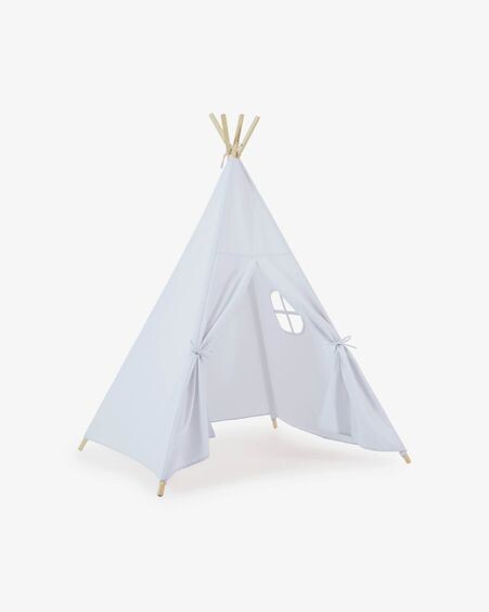 Tipi Darlyn 100% algodón azul y patas de madera maciza de pino