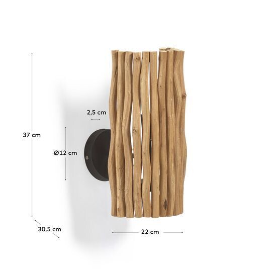 Aplique Crescencia de madera con acabado envejecido