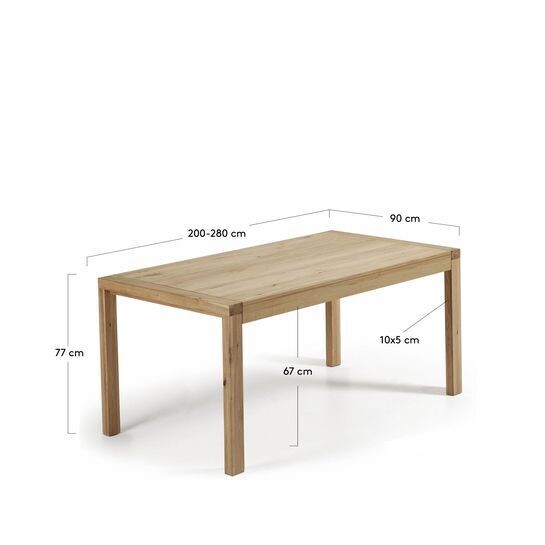 Mesa extensible Briva chapa de roble acabado natural 180 (230) x 90 cm