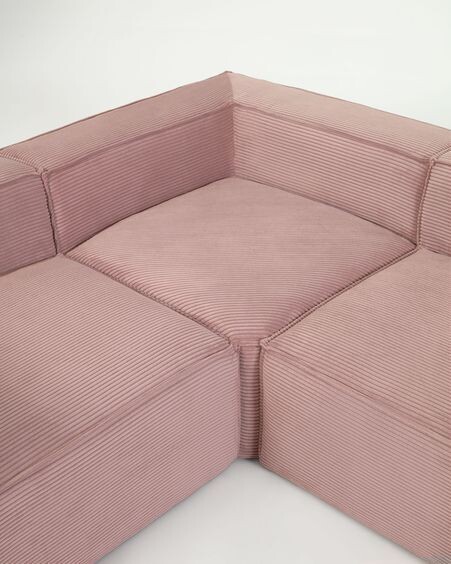 Sofá rinconero Blok 6 plazas pana rosa 320 x 320 cm