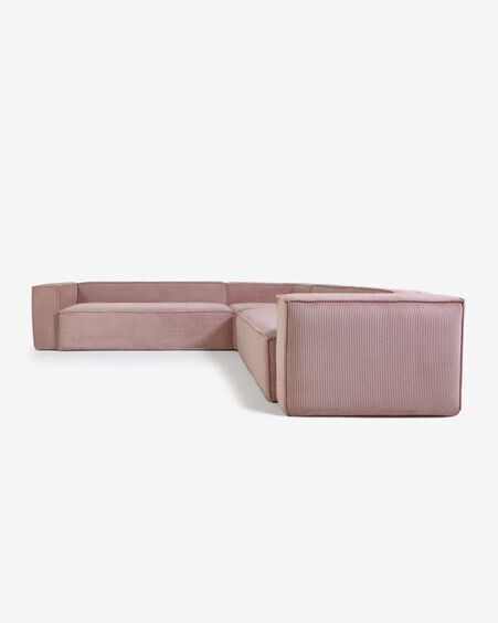 Sofá rinconero Blok 6 plazas pana rosa 320 x 320 cm