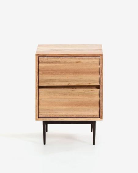 Mesita de noche Delsie de madera maciza de acacia 40 x 55 cm