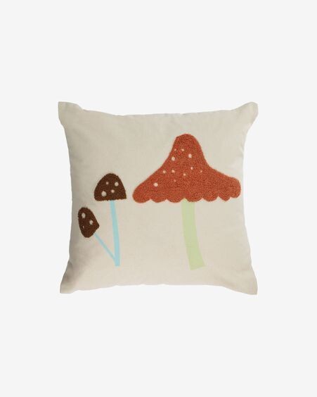 Funda cojín Leshy 100% algodón setas multicolor 45 x 45 cm