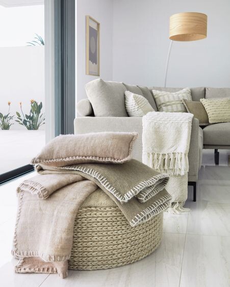 Puf redondo Lillii de PET beige Ø 70 cm