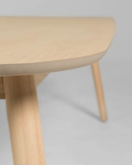Mesa Batilde madera maciza caucho con chapa de fresno 140 x 70 cm
