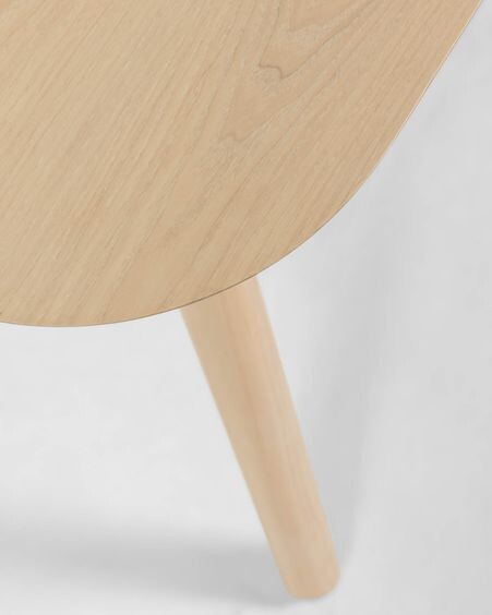 Mesa Batilde madera maciza caucho con chapa de fresno 140 x 70 cm