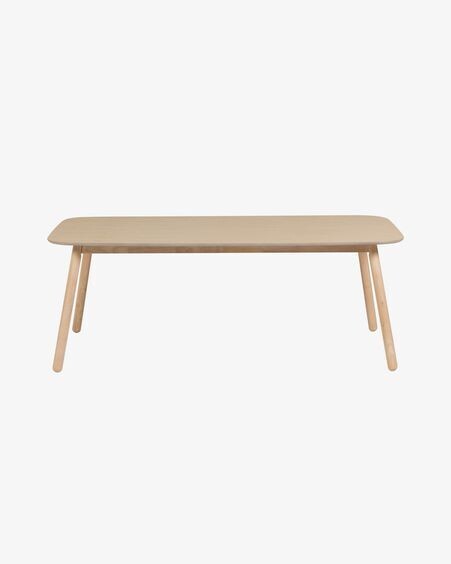Mesa Batilde madera maciza caucho con chapa de fresno 140 x 70 cm