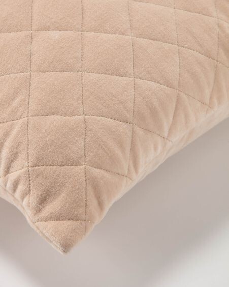 Funda cojín Carmin 100% algodón terciopelo con rombos rosa 45 x 45 cm