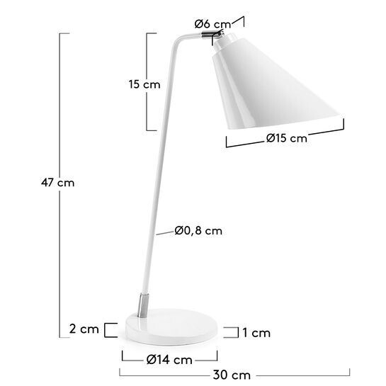 Lámpara de mesa Tipir de acero con acabado blanco
