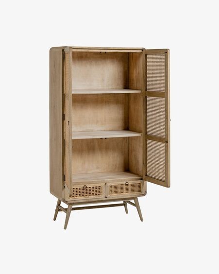 Armario Nalu de madera maciza de mindi y ratán 90 x 175 cm