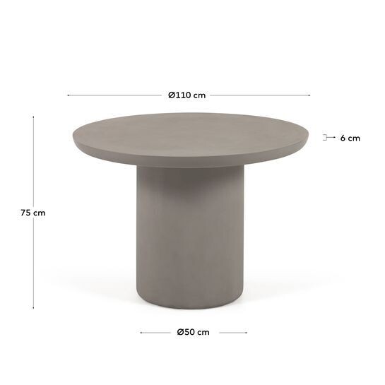 Mesa redonda de exterior Taimi de cemento Ø 110 cm
