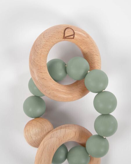 Set Epiphany de chupetero y mordedor de silicona verde y madera