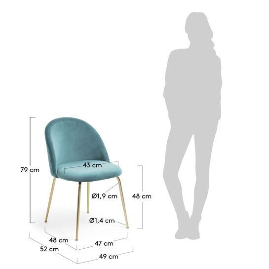 Silla Ivonne terciopelo turquesa