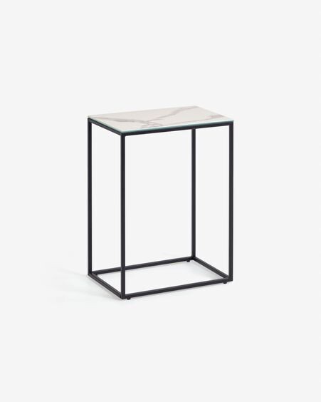 Mesa auxiliar Rewena sobre porcelánico acabado Kalos Blanco 45 x 30 cm