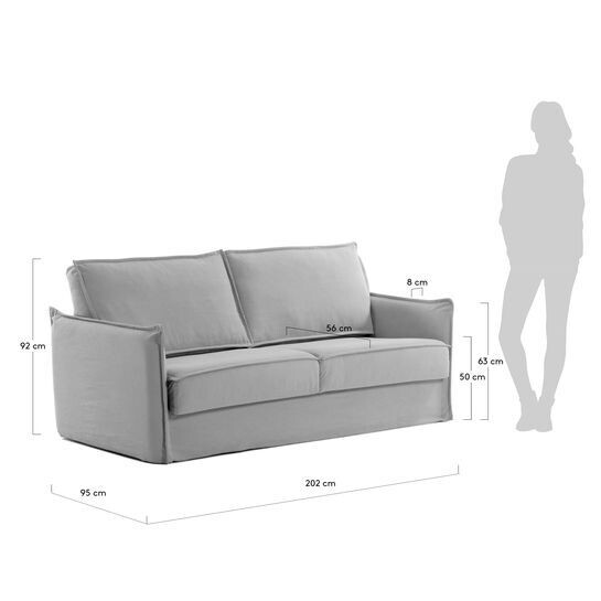 Sofá cama Samsa 2 plazas poliuretano gris 160 cm