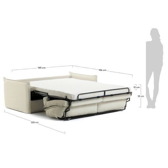 Sofá cama Samsa 2 plazas poliuretano gris 160 cm