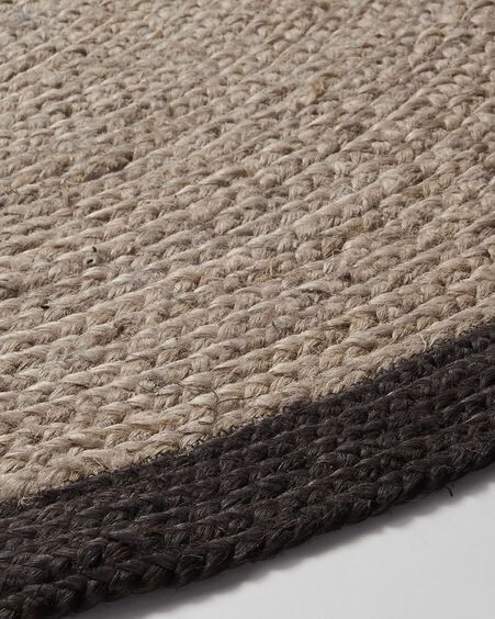 Alfombra redonda Saht de yute natural y negro Ø 200 cm