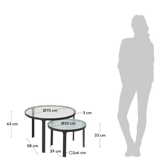 Set Oni de 2 mesas auxiliares Ø 70 cm / Ø 50 cm