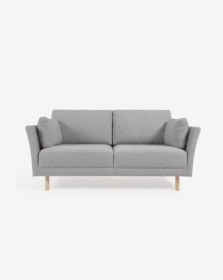 Sofá Gilma 2 plazas gris claro y patas acabado natural 170 cm