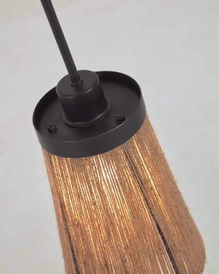 Pantalla lámpara de techo Crista metal acabado negro y yute con acabado natural Ø 17 cm