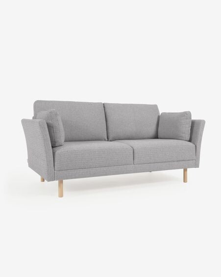 Sofá Gilma 2 plazas gris claro y patas acabado natural 170 cm