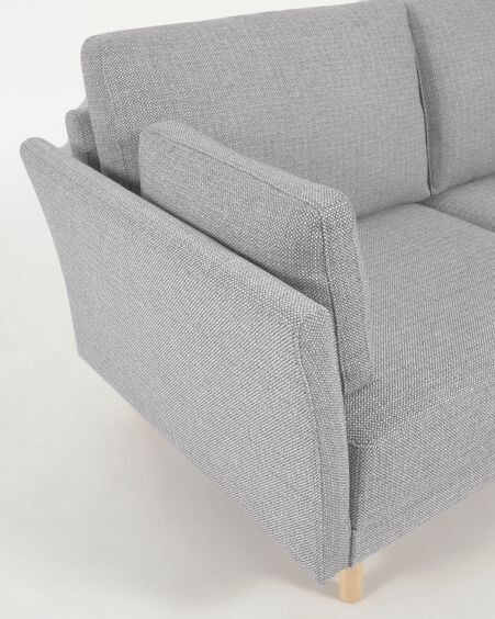 Sofá Gilma 2 plazas gris claro y patas acabado natural 170 cm