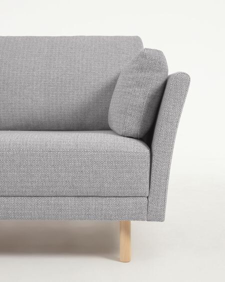 Sofá Gilma 2 plazas gris claro y patas acabado natural 170 cm