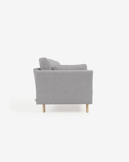Sofá Gilma 2 plazas gris claro y patas acabado natural 170 cm