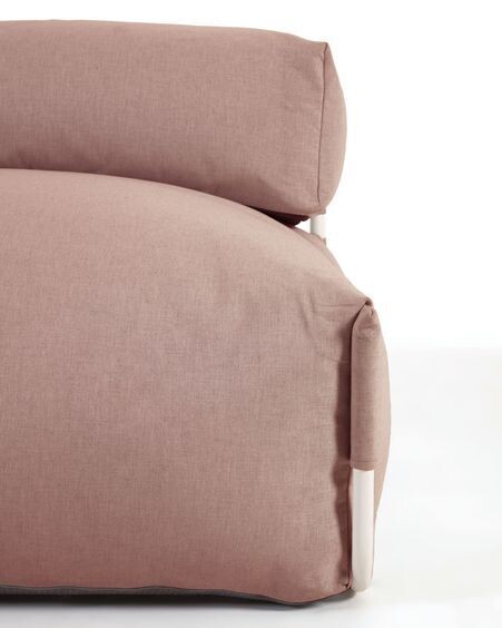 Puf sofá modular con respaldo 100% exterior Square terracota y aluminio blanco 101x101 cm