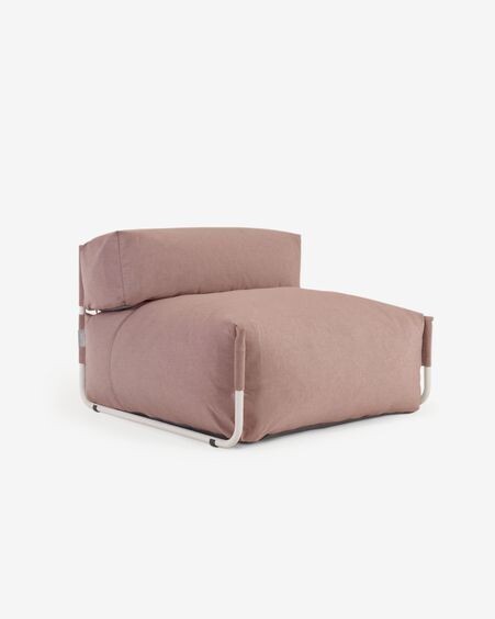 Puf sofá modular con respaldo 100% exterior Square terracota y aluminio blanco 101x101 cm