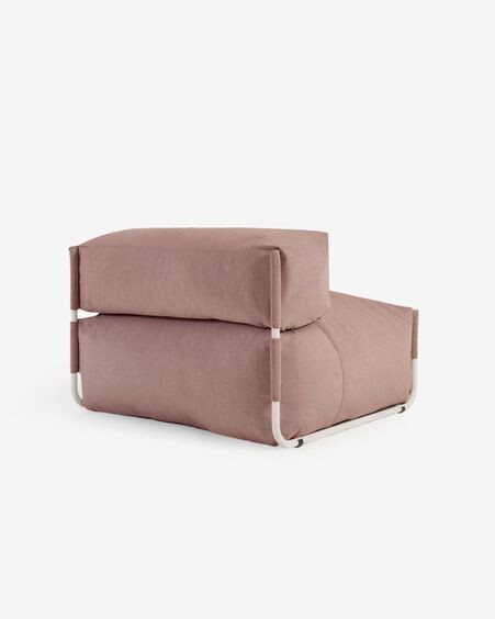 Puf sofá modular con respaldo 100% exterior Square terracota y aluminio blanco 101x101 cm