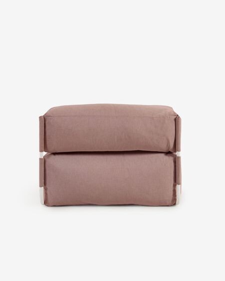 Puf sofá modular con respaldo 100% exterior Square terracota y aluminio blanco 101x101 cm