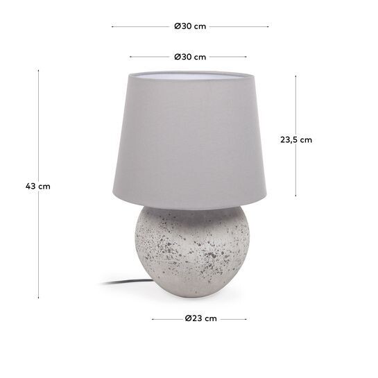 Lámpara de mesa Marcela de cerámica con acabado gris