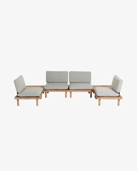 Set Viridis de 4 sillones y 2 mesas de madera maciza de acacia FSC 100%