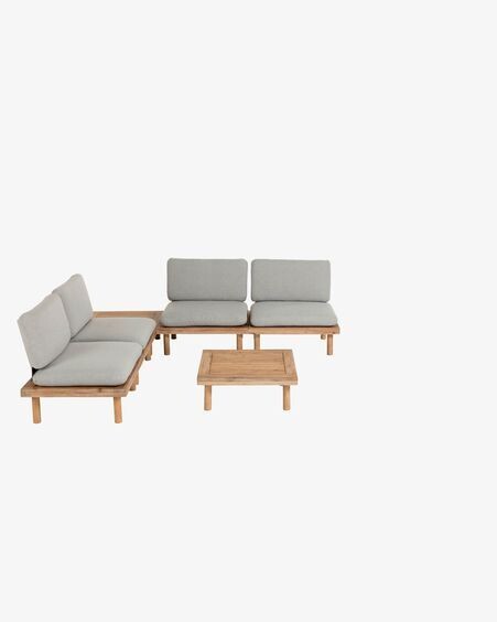 Set Viridis de 4 sillones y 2 mesas de madera maciza de acacia FSC 100%